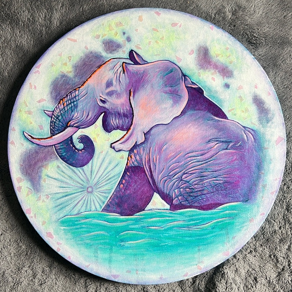 Original “Bathing in Moonlight” acrylic mixed media painting